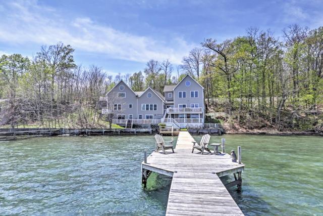 Waterfront Seneca Lake House Fire Pit and Boat Dock