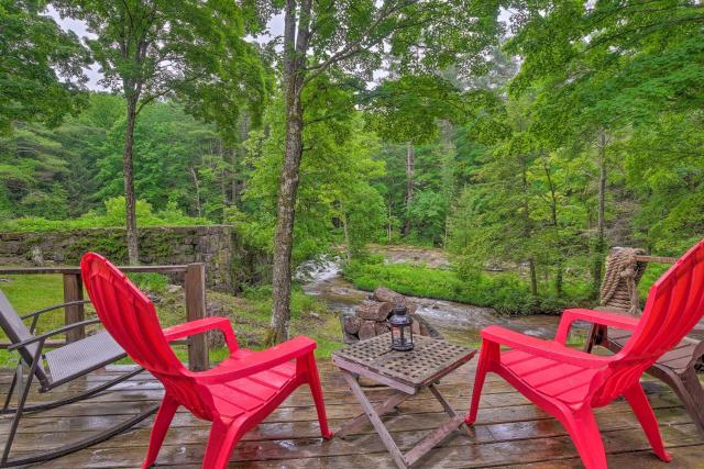 The Mill River Cabin with Fireplace and River View!