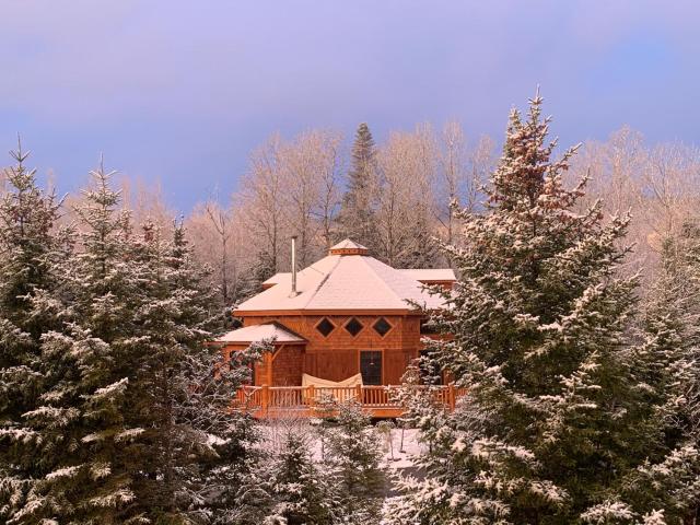 OR Luxury yurt-like home in Bretton Woods with private beach firepit AC fishing and trails