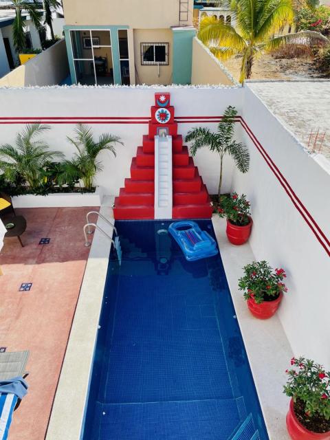 Casa Piramide: Fully Furnished 2-Bedroom House w/ Private Swimming Pool and Waterfall, 5 Minute Walk from the Beach