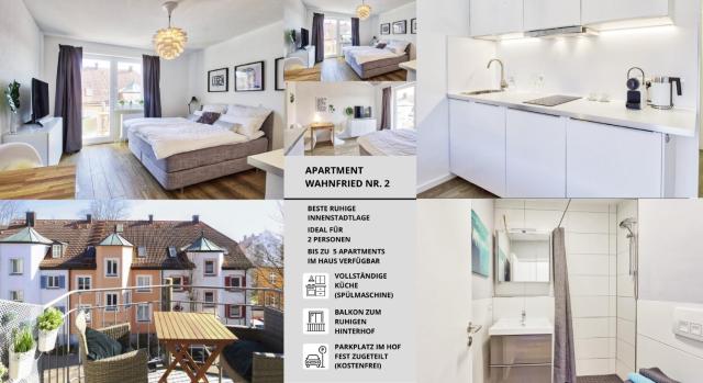 Apt Wahnfried No2 - sehr zentrales, ruhiges Cityapartment mit Balkon, Küche, Duschbad & Parkplatz