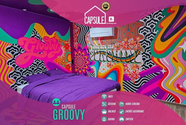 Capsule Groovy-Jacuzzi-Sauna-Billard-Netflix- Nintendo Switch & Jeux