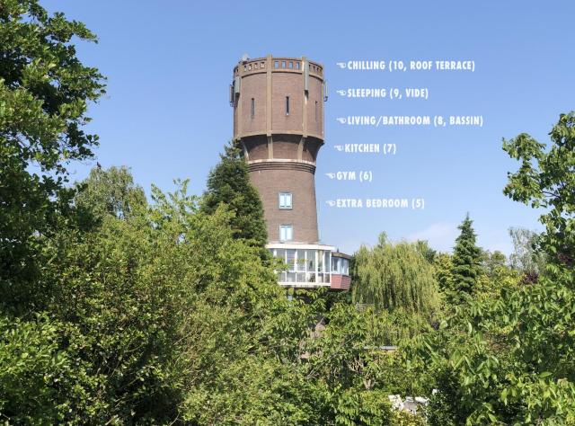 Verblijf boven in de watertoren van Strijen met dakterras