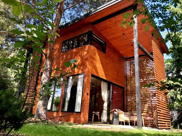 A modern house on the edge of the forest