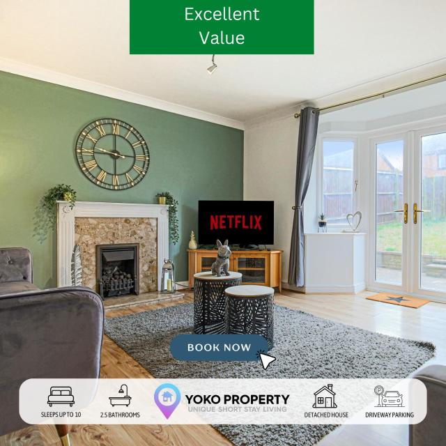 Detached House with Free Parking, Self Check-In, Fast Wifi and Smart TV with Netflix by Yoko Property