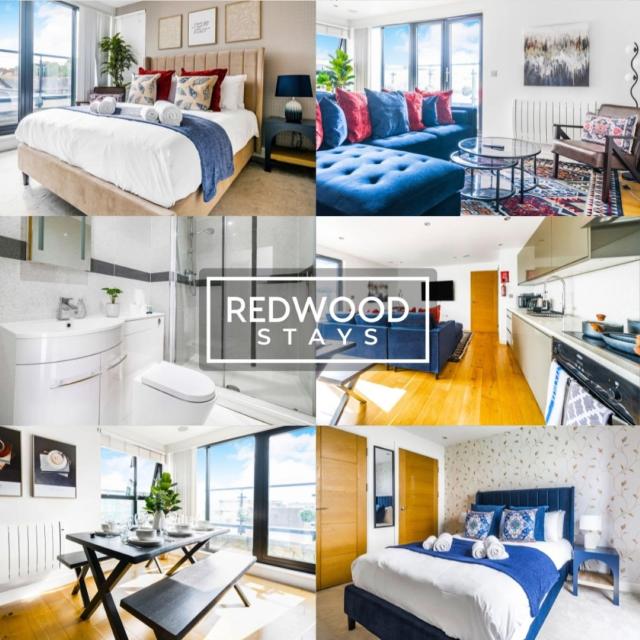 Penthouse Apartments In Town Centre, FREE Parking & Balcony By REDWOOD STAYS