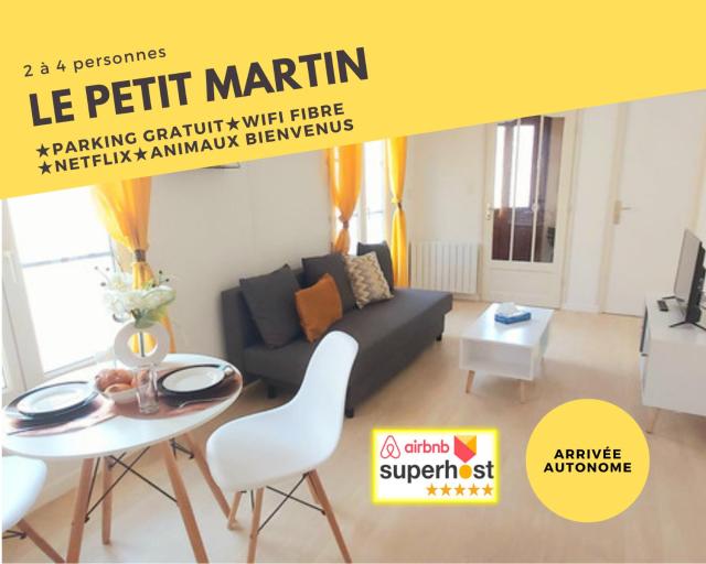 Le Petit Martin ~T2 cosy ~ Netflix ~ Parking ~ Animaux bienvenus