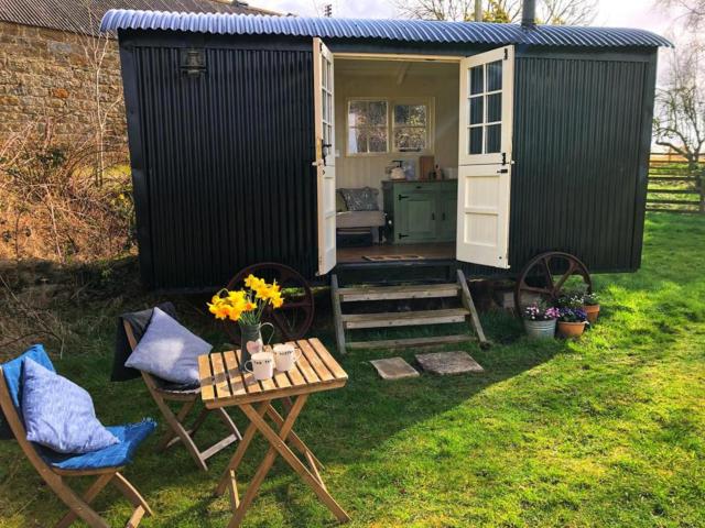 shepherd hut glamping in Northumberland