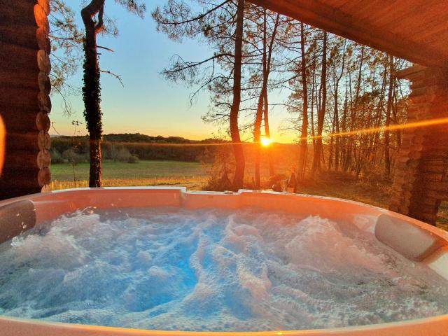 Magnifique chalets en rondins avec ou sans spa et Tipis en plaine Nature Environnement ressourçant au calme et vue imprenable Lascaux