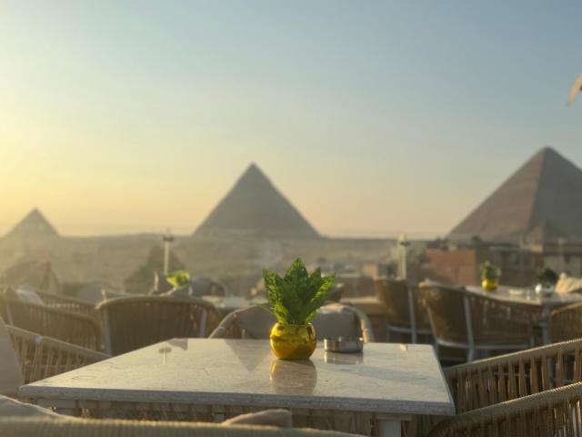 Pyramids and sphinx view