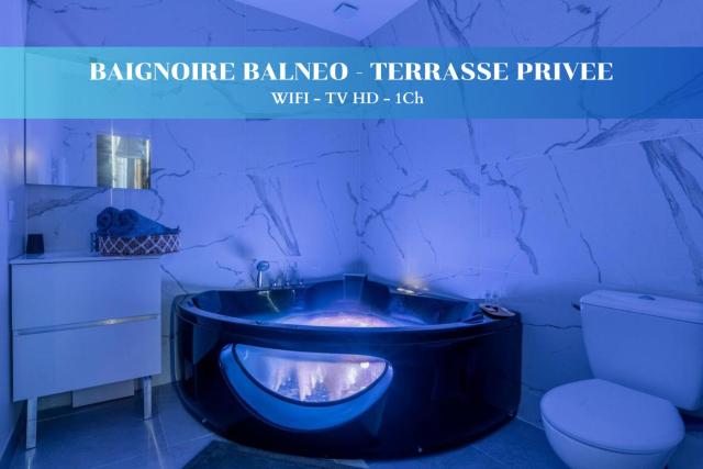 Baignoire balnéo, terrasse privée et confort cosy