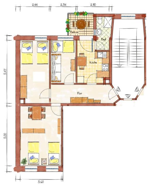 Gablenz-Apartment B122 ideal für max 6 Pers