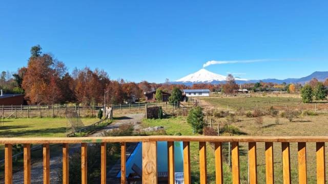 Cabaña con vista al volcán Villarrica y piscina