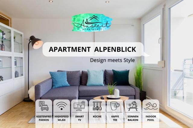 Auszeit Apartment ALPENBLICK mit großem, beheizten Indoor-Pool - atemberaubendes Alpenpanorama, Sonnenbalkon, schnelles Internet, kostenloser Parkplatz, für bis zu 3 Personen