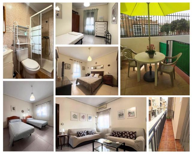 Apartamento con 5 camas Playa 1min con Wi-Fi alta velocidad Patio y terraza