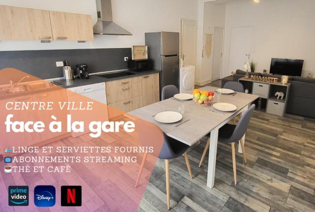 Logement spacieux - Face à la gare et centre-ville