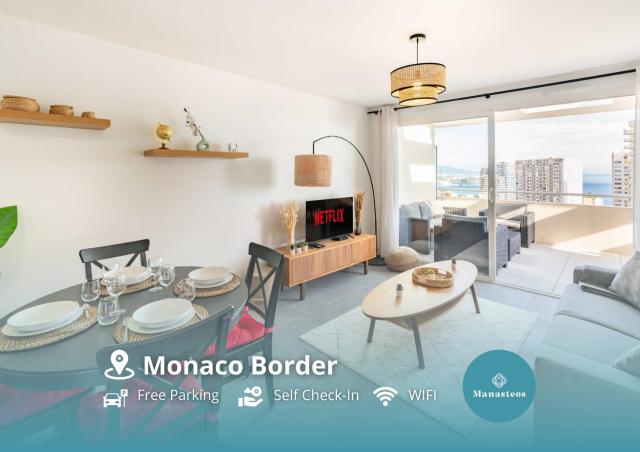 5mn Monaco - Terrasse vue mer - Parking - BE