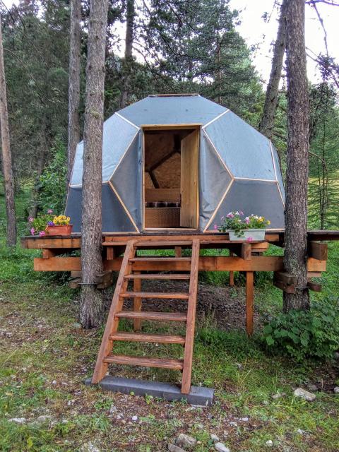 Cabane ronde dans les arbres