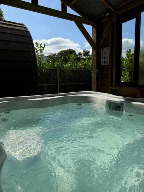 luxury pod with hot tub